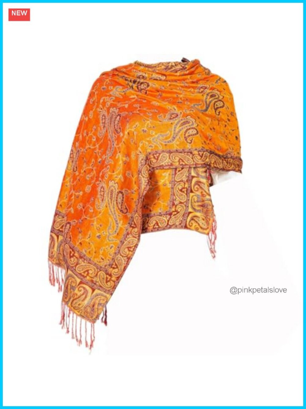 Viscose Acrylic Pashmina Feel Shawl Wrap Women Reversible Paisley